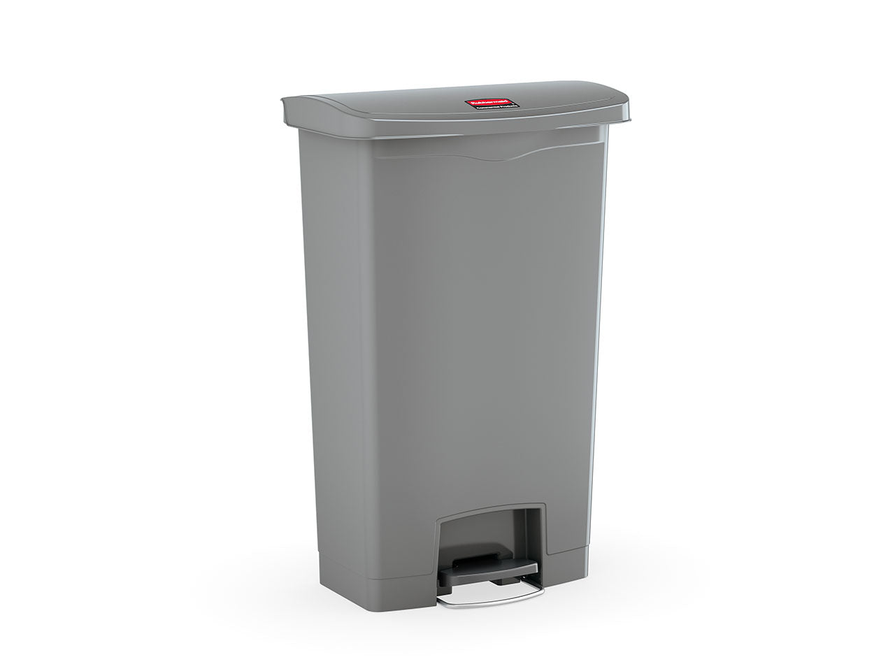 Slim Jim® Tretmülleimer – Kunststoff, 68 L, Pedal vorne (breite Seite), Grau