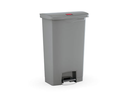 Slim Jim® Tretmülleimer – Kunststoff, 68 L, Pedal vorne (breite Seite), Grau