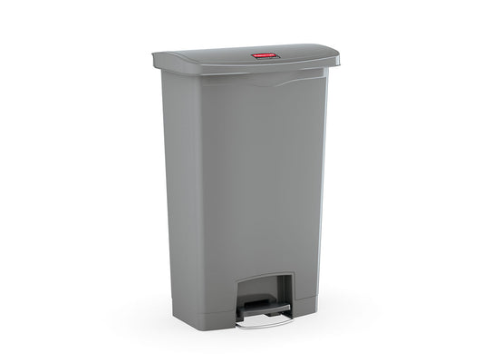 Slim Jim® Tretmülleimer – Kunststoff, 68 L, Pedal vorne (breite Seite), Grau