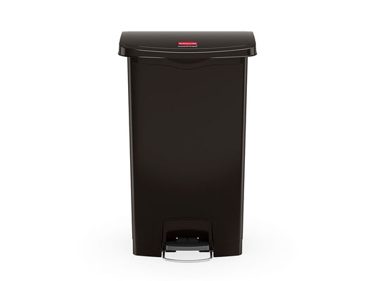 Slim Jim® Tretmülleimer – Kunststoff, 30 L, Pedal vorne (breite Seite), Schwarz