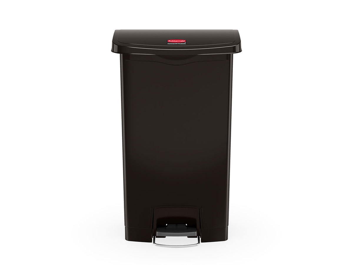Slim Jim® Tretmülleimer – Kunststoff, 50 L, Pedal vorne (breite Seite), Schwarz