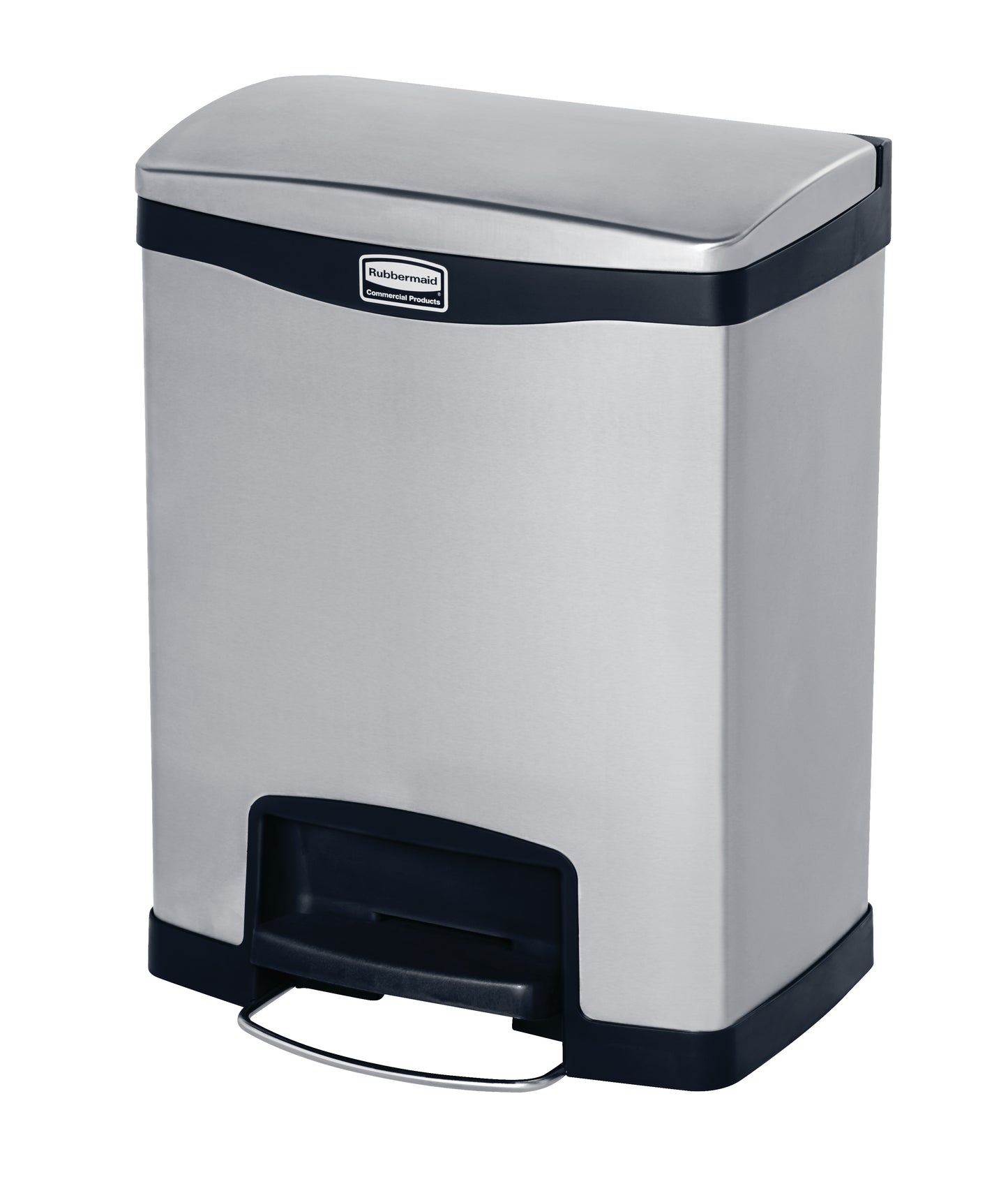 Slim Jim® Tretmülleimer Edelstahl, 30 l, Pedal breit, Schwarz