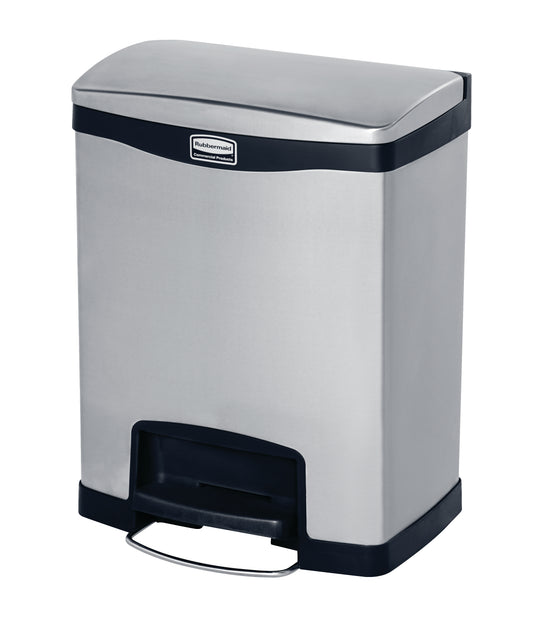 Slim Jim® Tretmülleimer Edelstahl, 30 l, Pedal breit, Schwarz