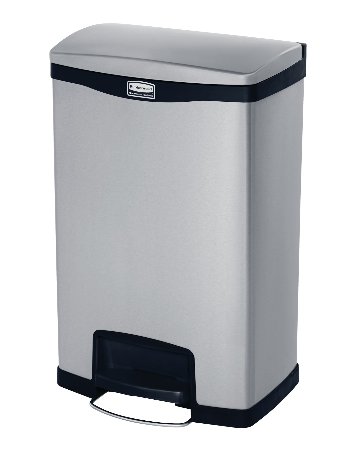 Slim Jim® Tretmülleimer Edelstahl, 50 l, Pedal breit, Schwarz