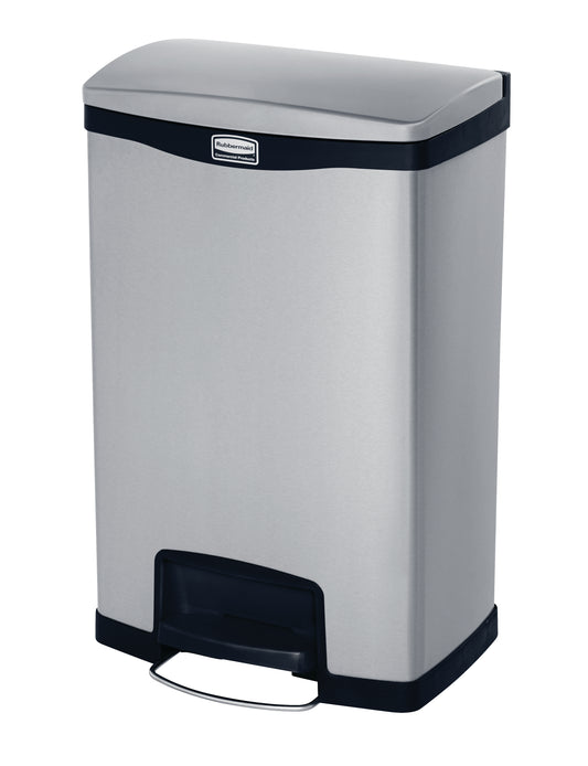 Slim Jim® Tretmülleimer Edelstahl, 50 l, Pedal breit, Schwarz
