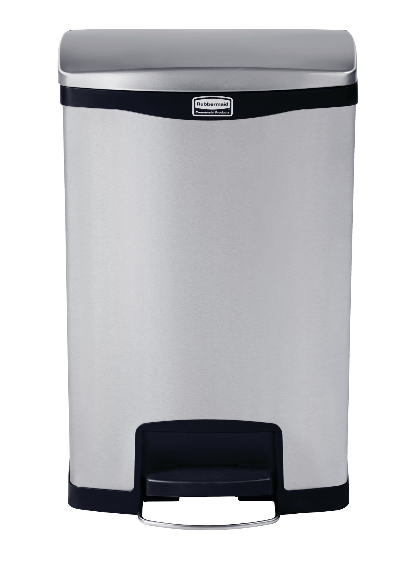 Slim Jim® Tretmülleimer Edelstahl, 50 l, Pedal breit, Schwarz