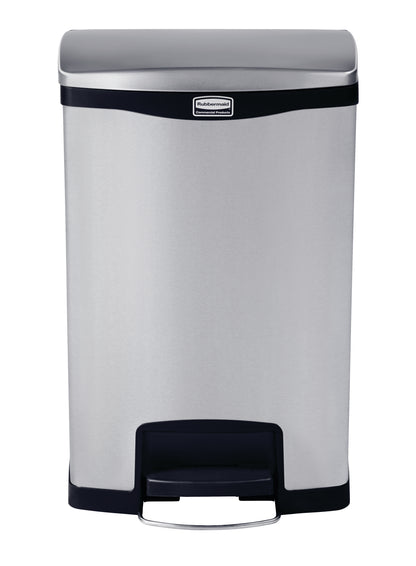Slim Jim® Tretmülleimer Edelstahl, 50 l, Pedal breit, Schwarz