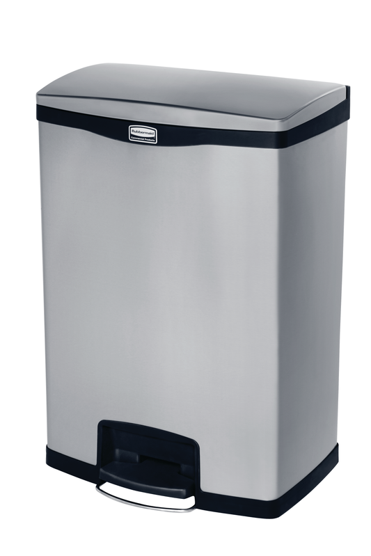 Slim Jim® Tretmülleimer Edelstahl, 90 l, Pedal breit, Schwarz