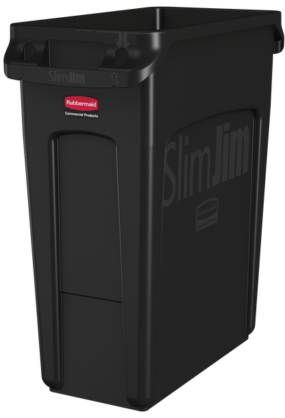 Slim Jim® Abfalleimer mit Luftkanälen, 60 l, Schwarz