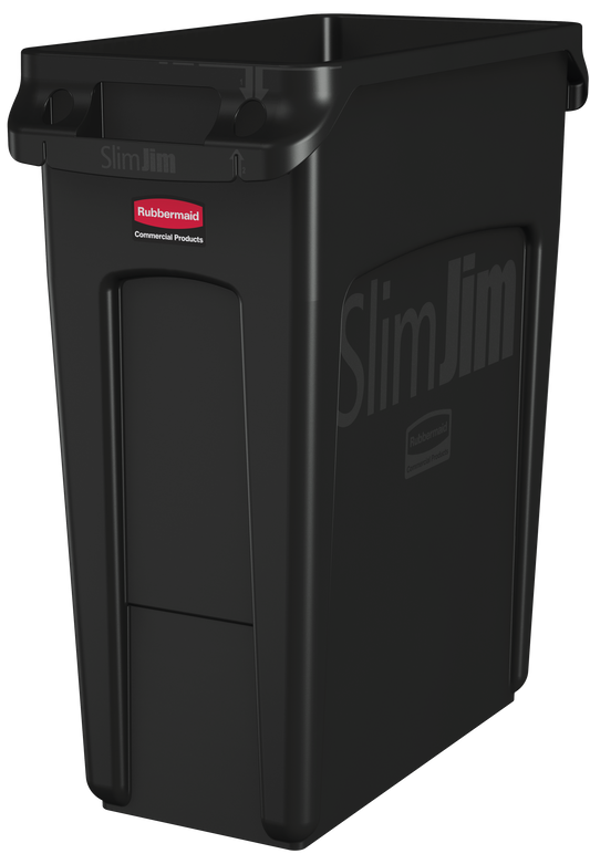 Slim Jim® Abfalleimer mit Luftkanälen, 60 l, Schwarz
