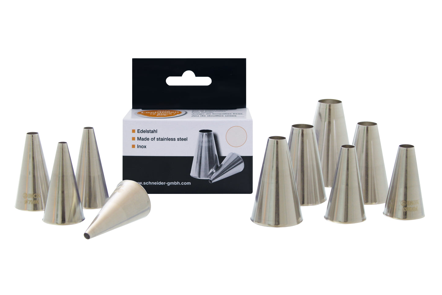 Spritzbeutel-Tüllen aus Edelstahl.