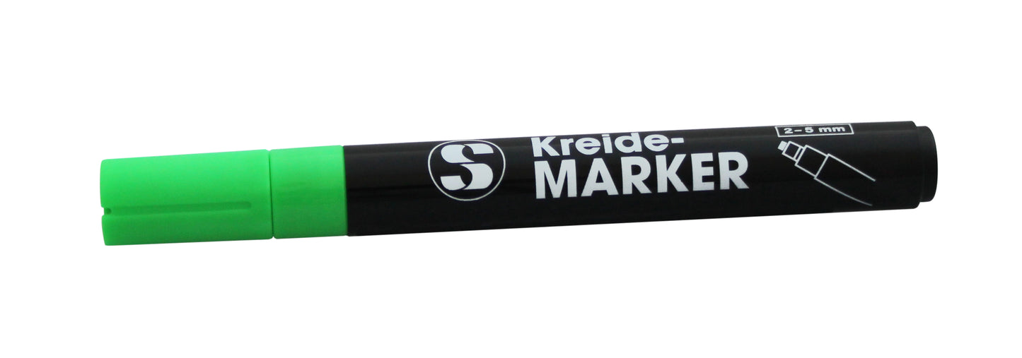 Grüner Kreidemarker für Beschriftungen.