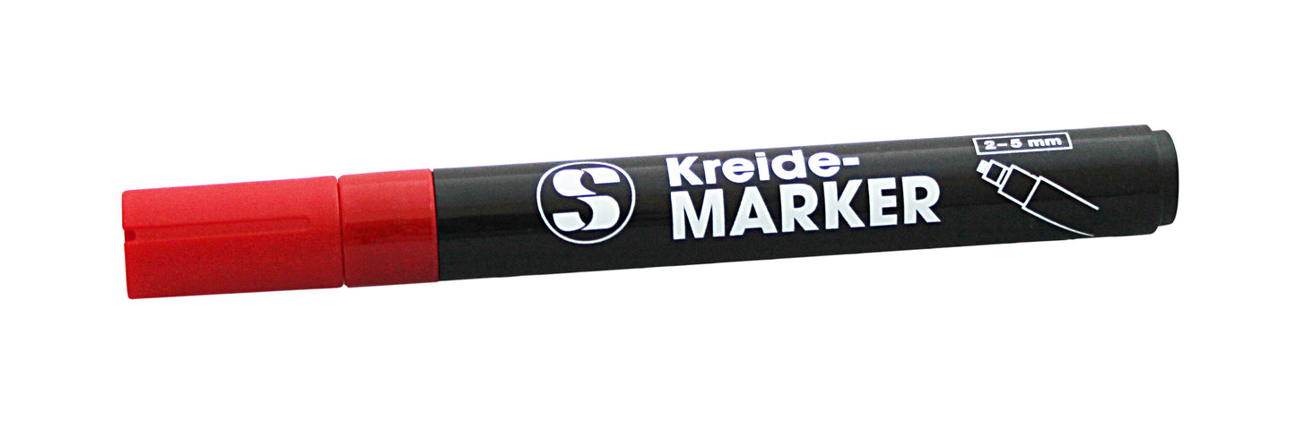 Roter Kreidemarker für Beschriftungen.