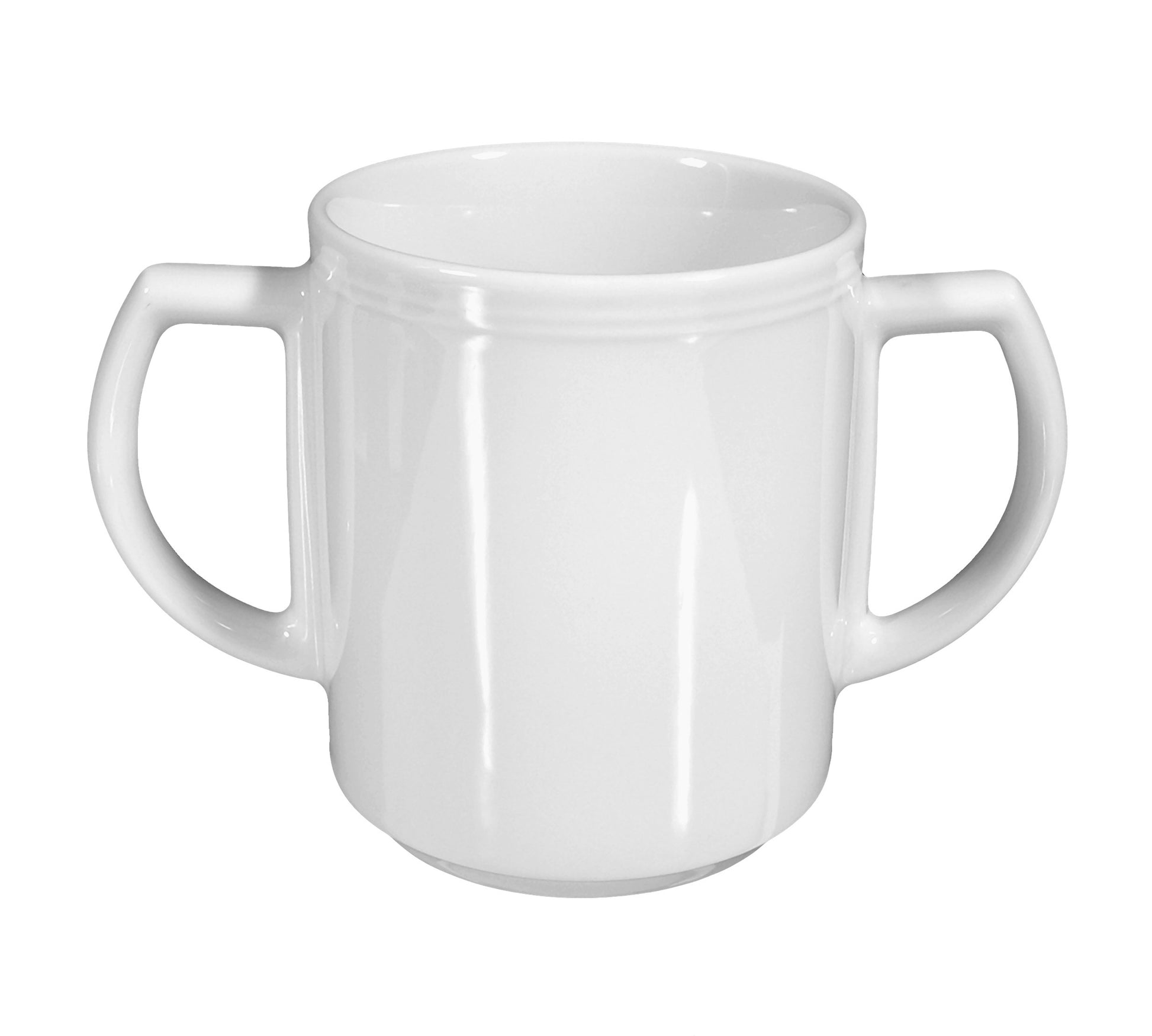 Weiße Kaffeetasse mit zwei Griffen