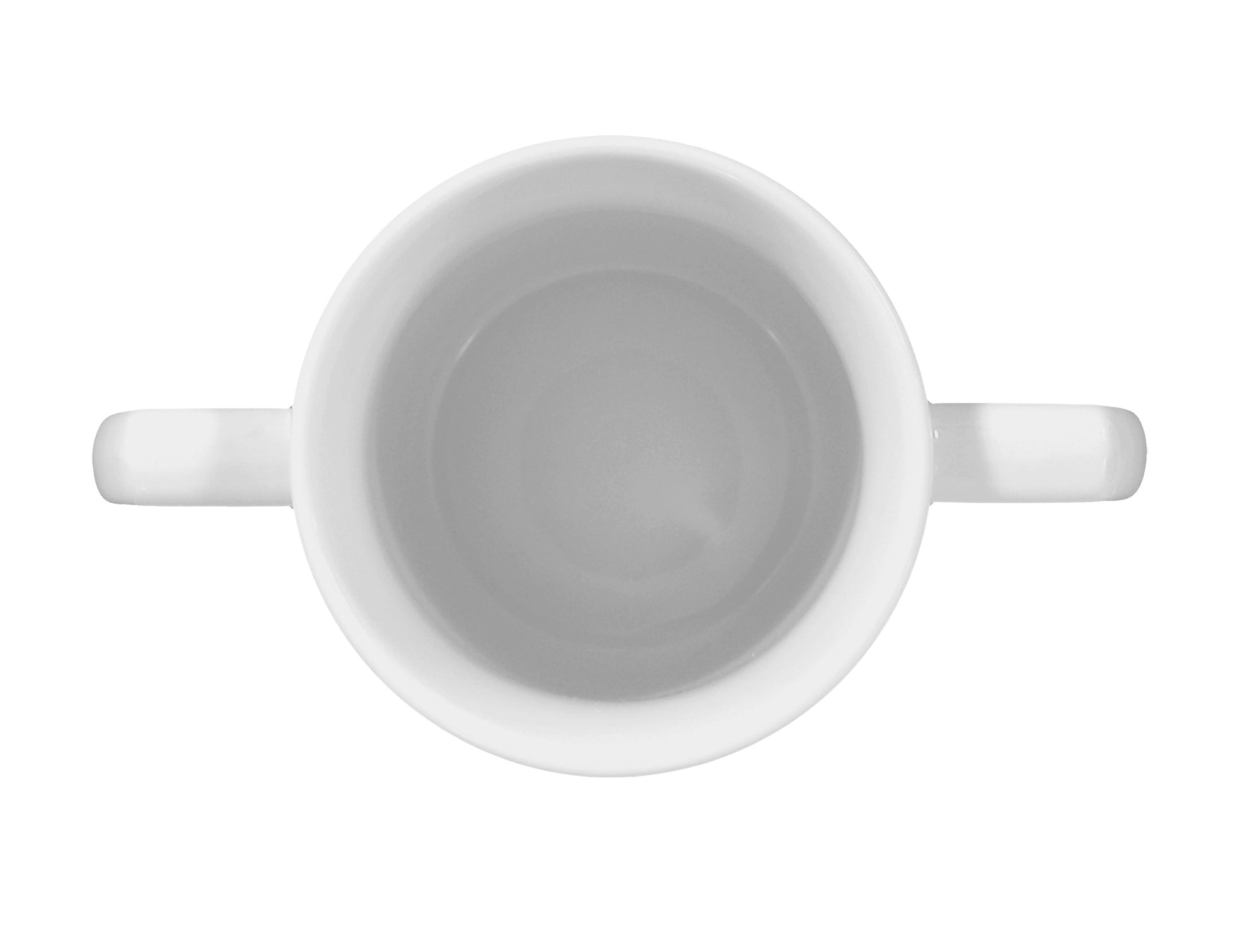 Weiße Kaffeetasse mit zwei Griffen