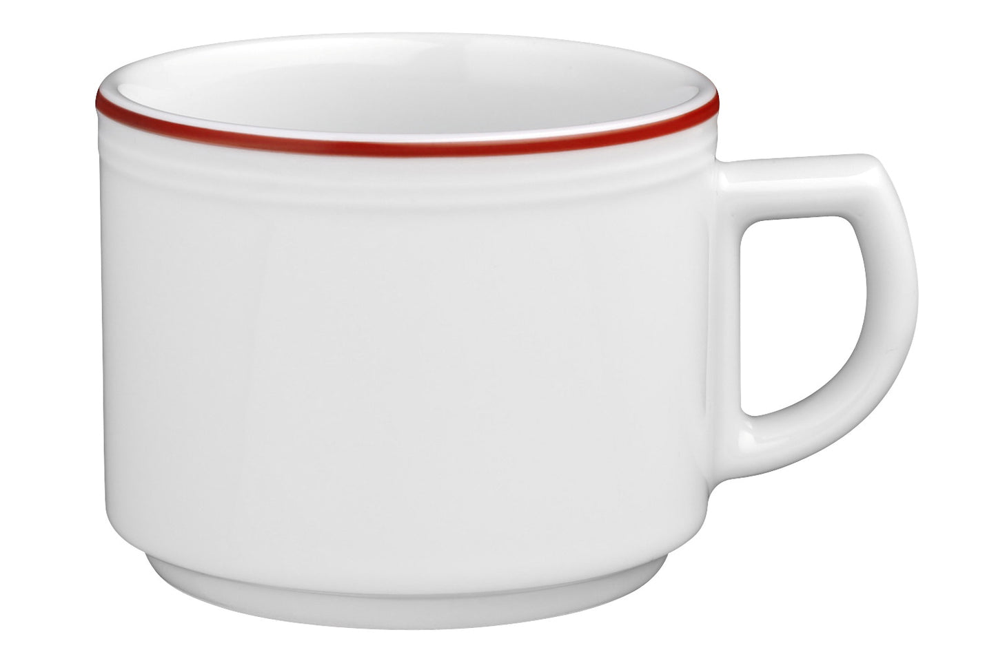Weiße Tasse mit rotem Rand