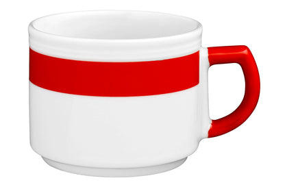 Kaffeetasse mit rotem Streifen