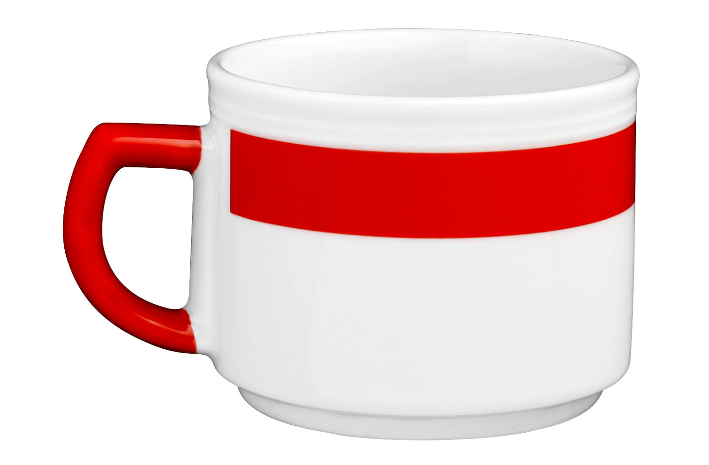 Kaffeetasse mit rotem Streifen