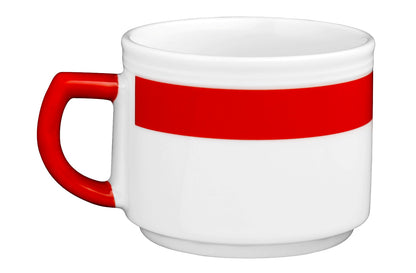 Kaffeetasse mit rotem Streifen