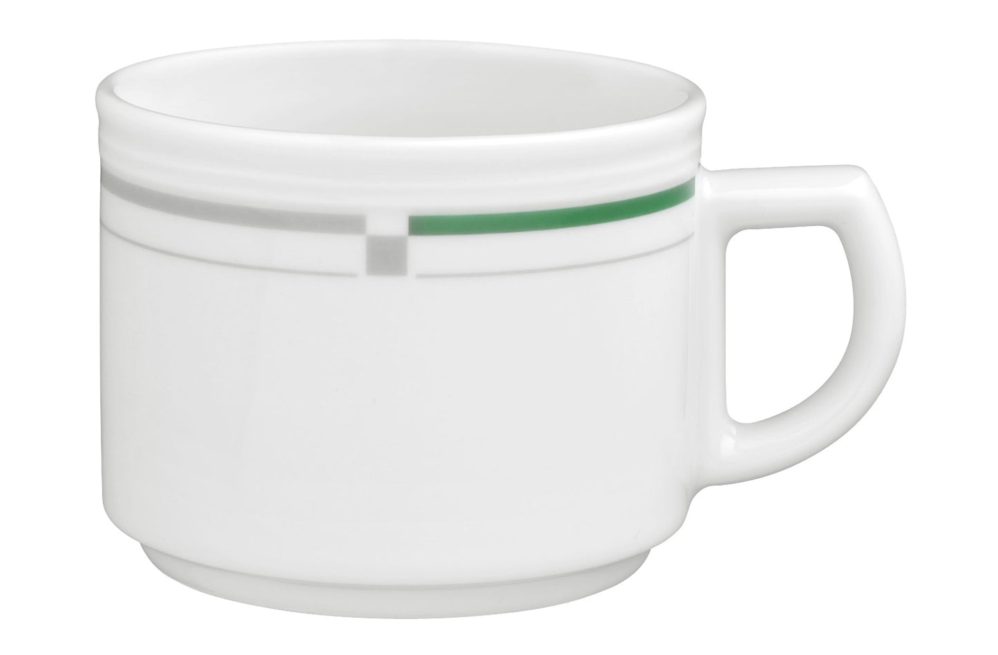 Weiße Tasse mit grünem Streifen