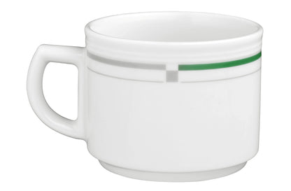 Weiße Tasse mit grünem Streifen