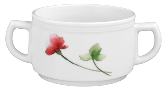 Suppentasse mit Blumenmotiv, zwei Henkel