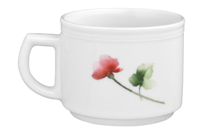 Weiße Tasse mit Blumenmotiv