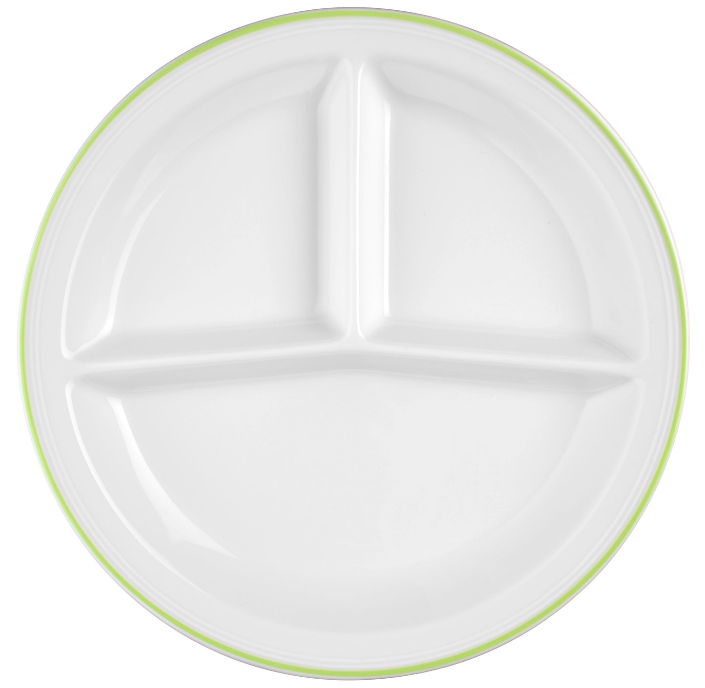 Leerer, dreigeteilter Gastronomie-Teller oben.