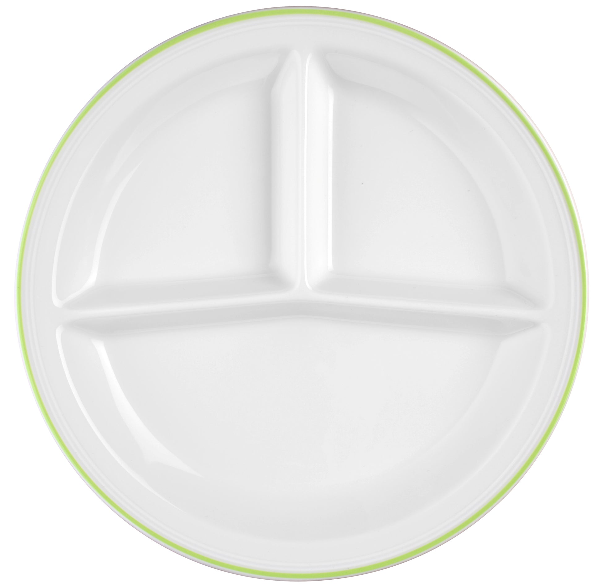 Leerer, dreigeteilter Gastronomie-Teller oben.