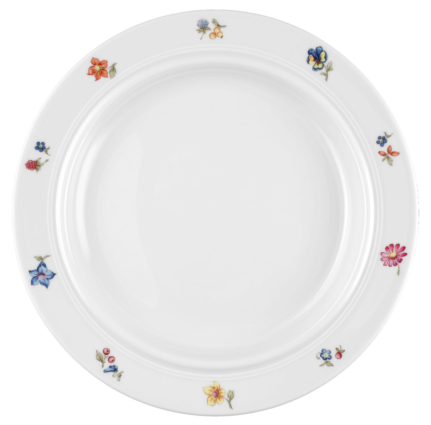 Leerer, verzierter Porzellanteller, Gastronomie.