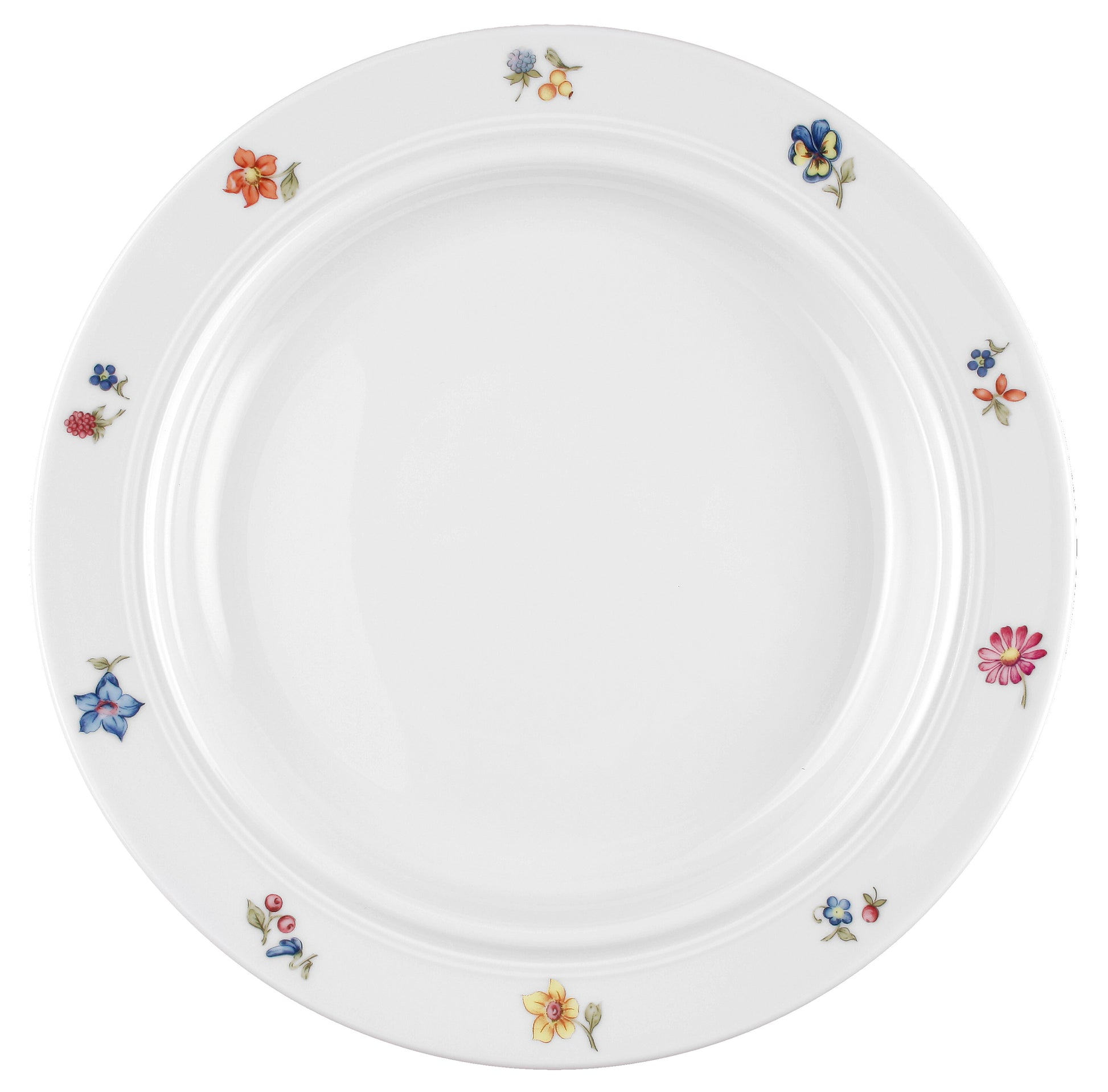 Leerer, verzierter Porzellanteller, Gastronomie.