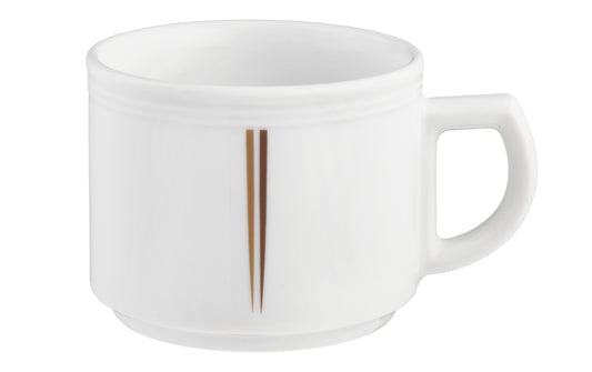 Weiße Tasse mit braunem Streifen
