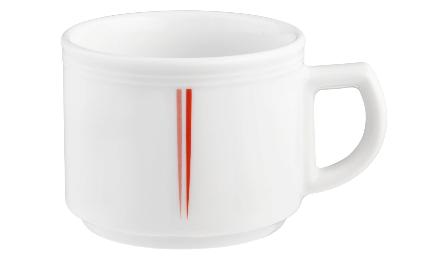 Weiße Kaffeetasse mit rotem Streifen