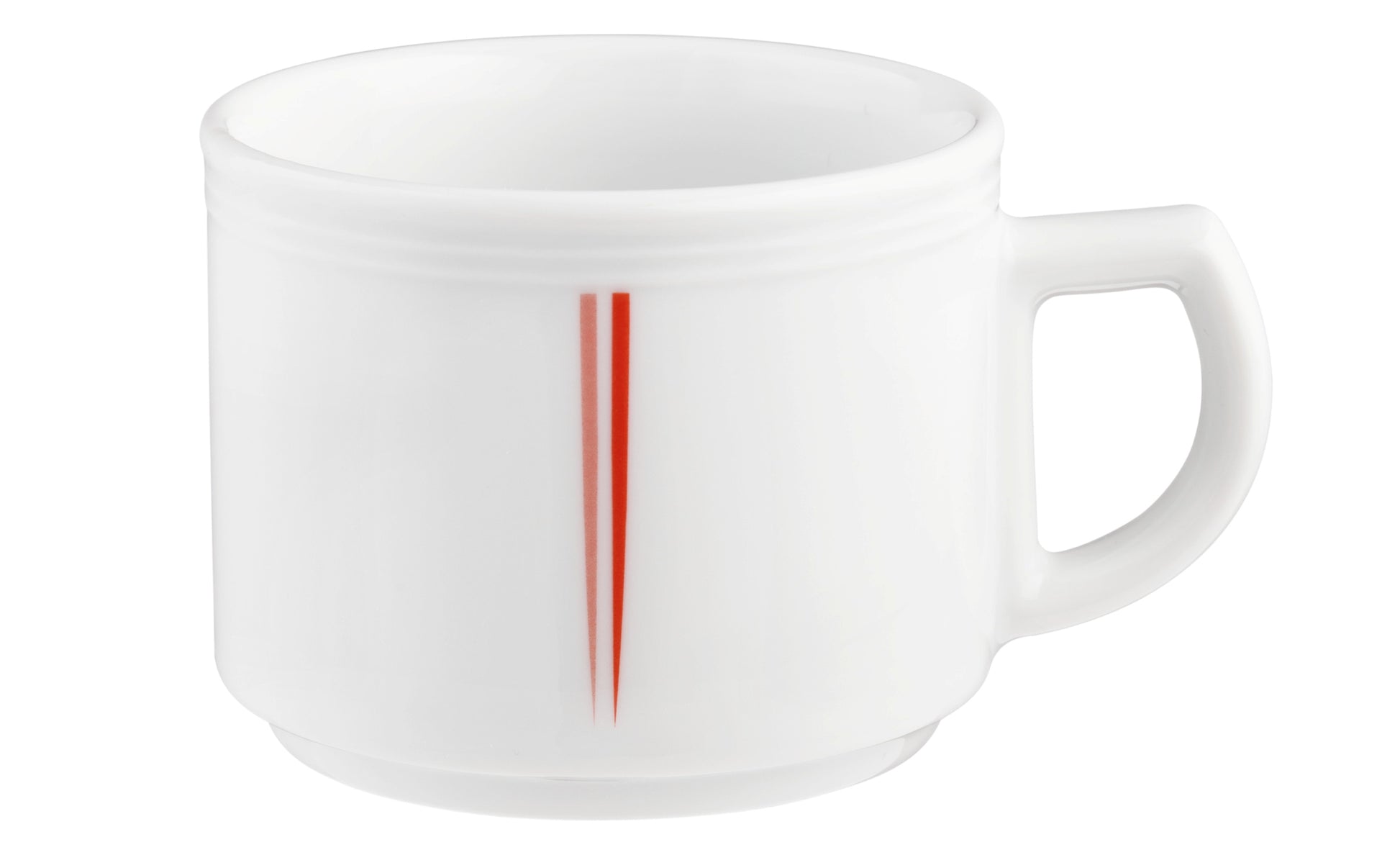 Weiße Kaffeetasse mit rotem Streifen