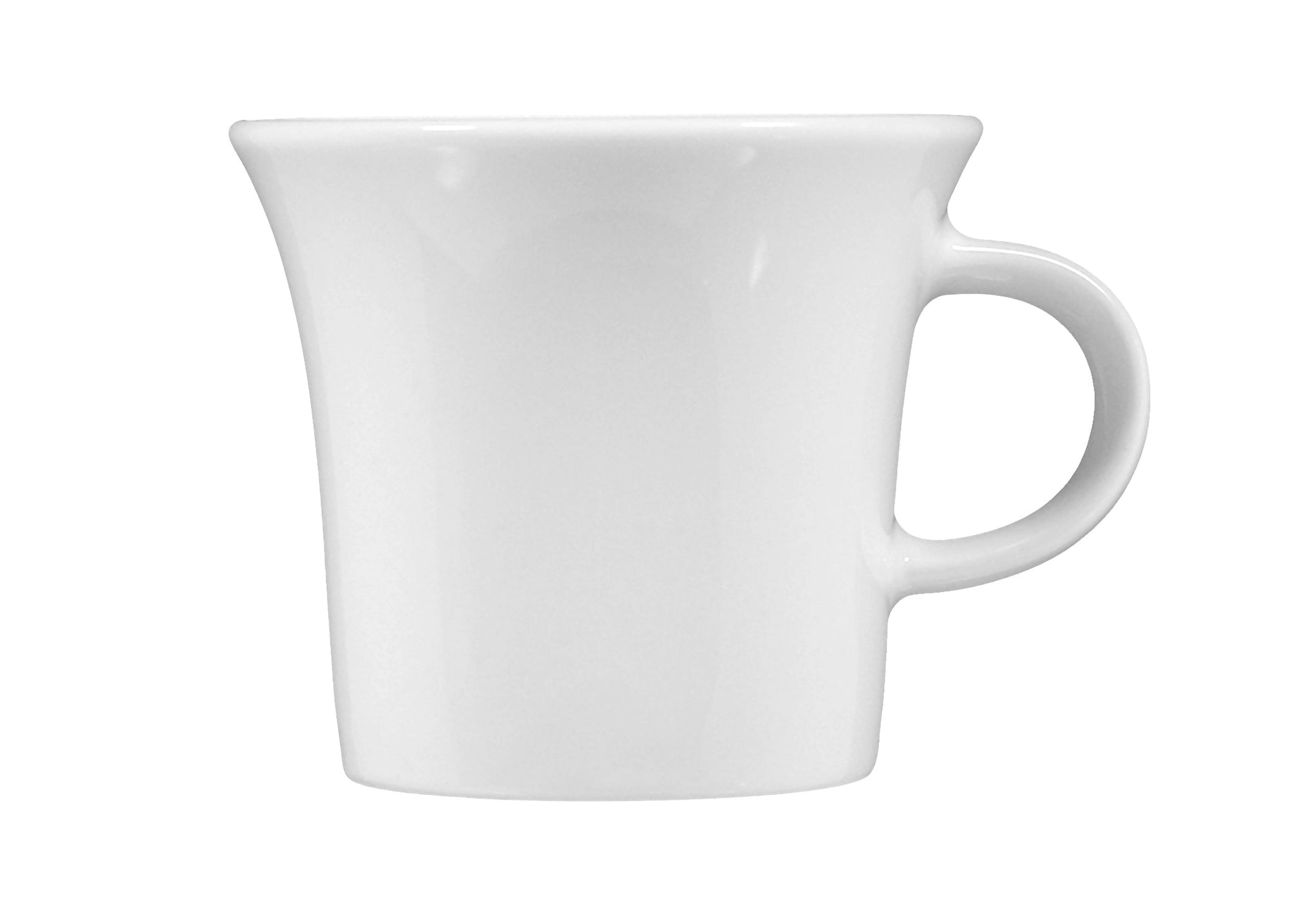 Weiße Kaffeetasse auf weißem Hintergrund