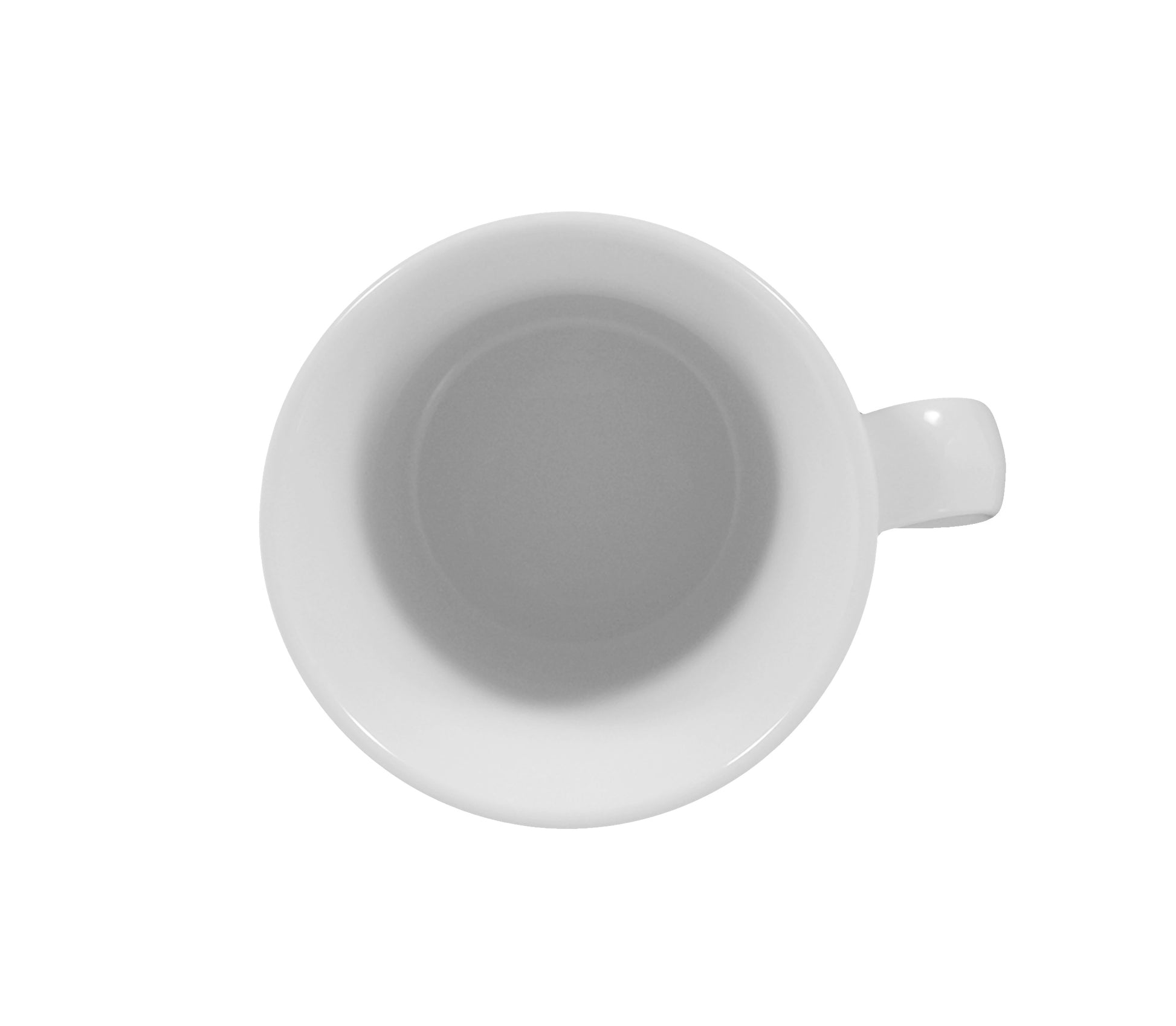Weiße Kaffeetasse auf weißem Hintergrund