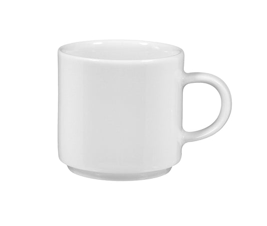 Weiße Kaffeetasse auf weißem Hintergrund
