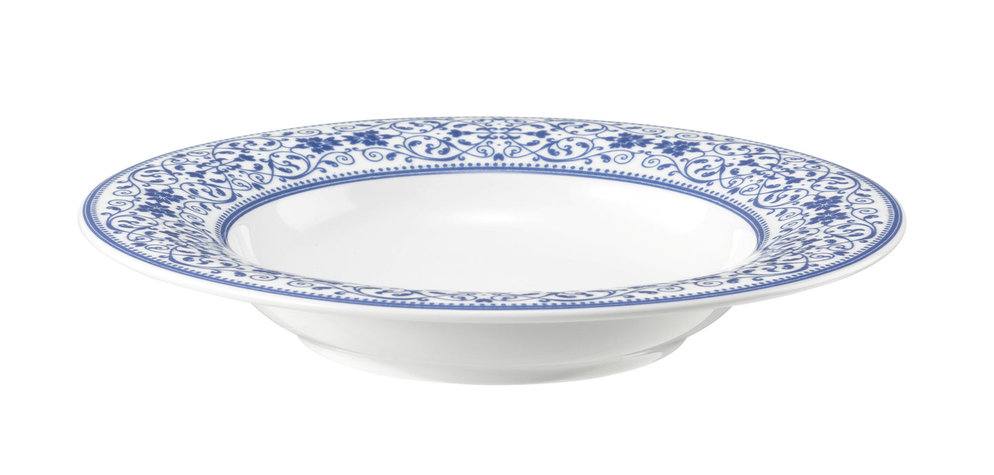Tiefer Teller mit blauem Muster