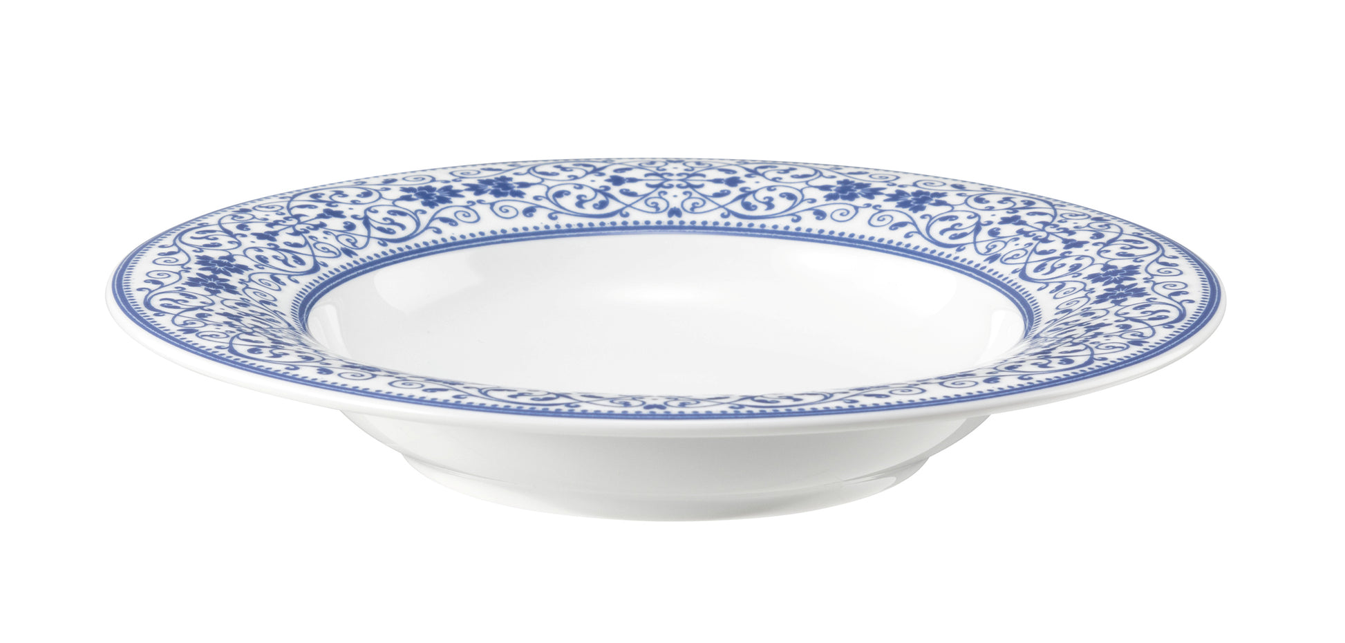 Tiefer Teller mit blauem Muster