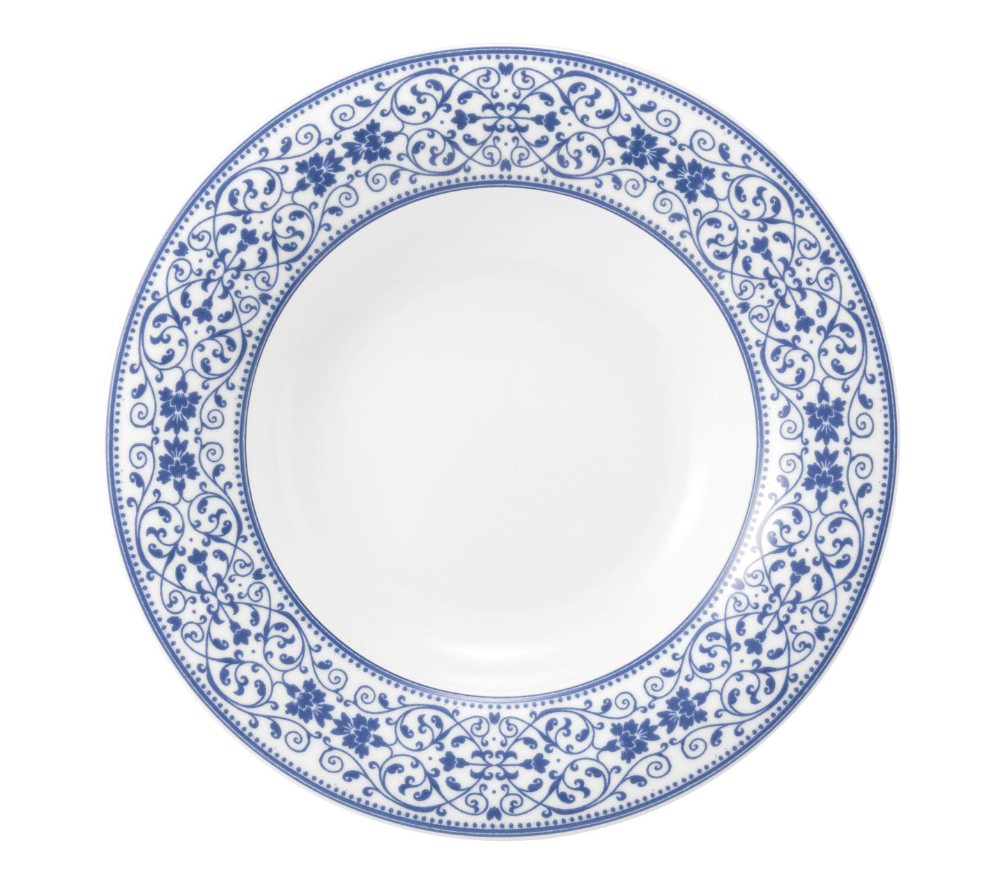 Tiefer Teller mit blauem Muster