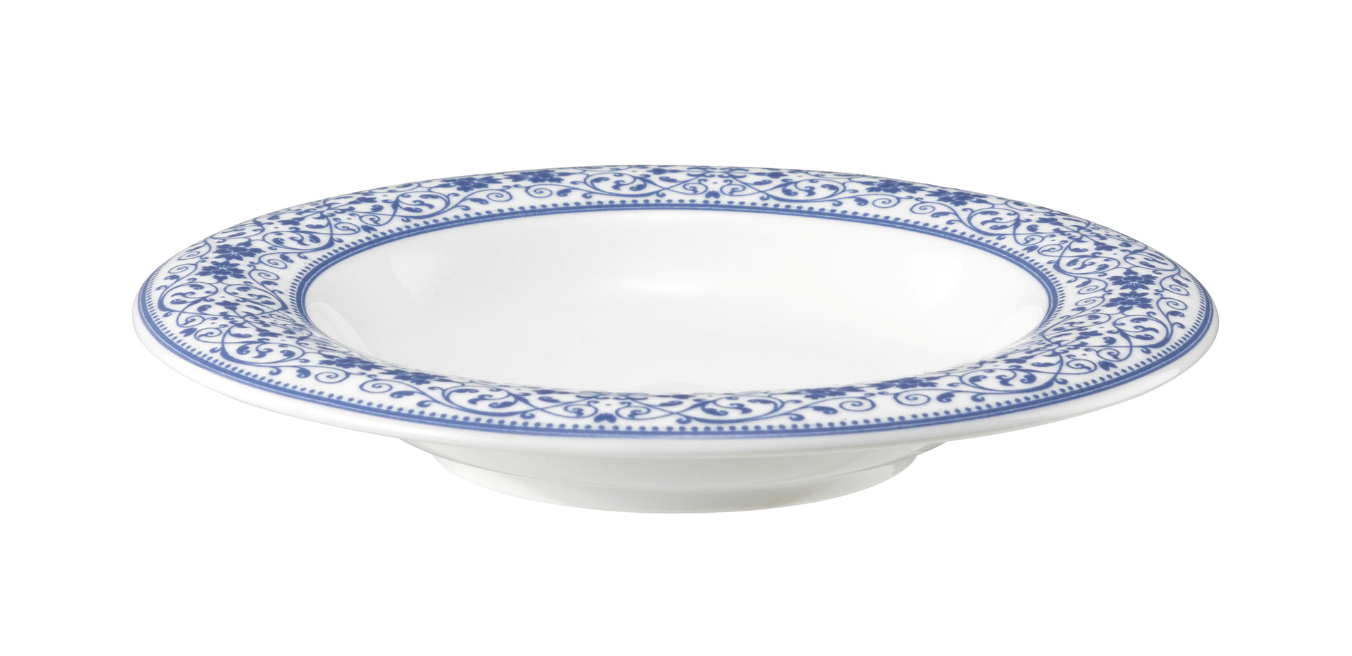 Tiefer Teller mit blauem Muster