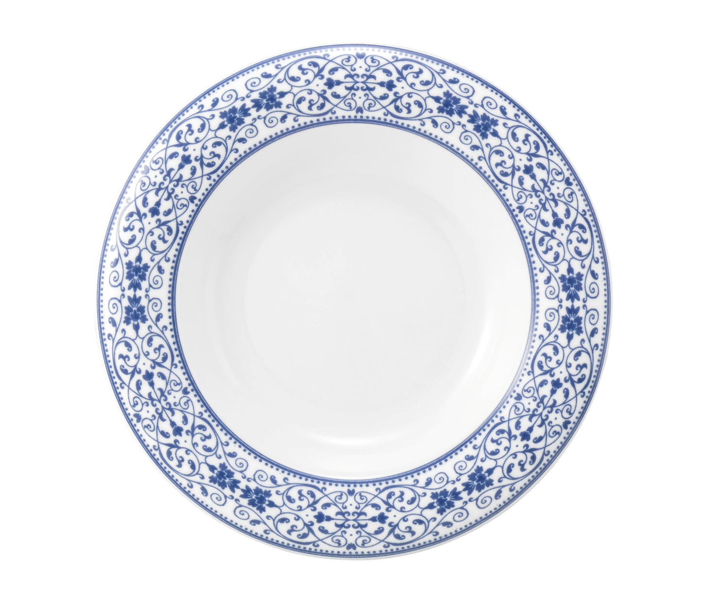 Tiefer Teller mit blauem Muster