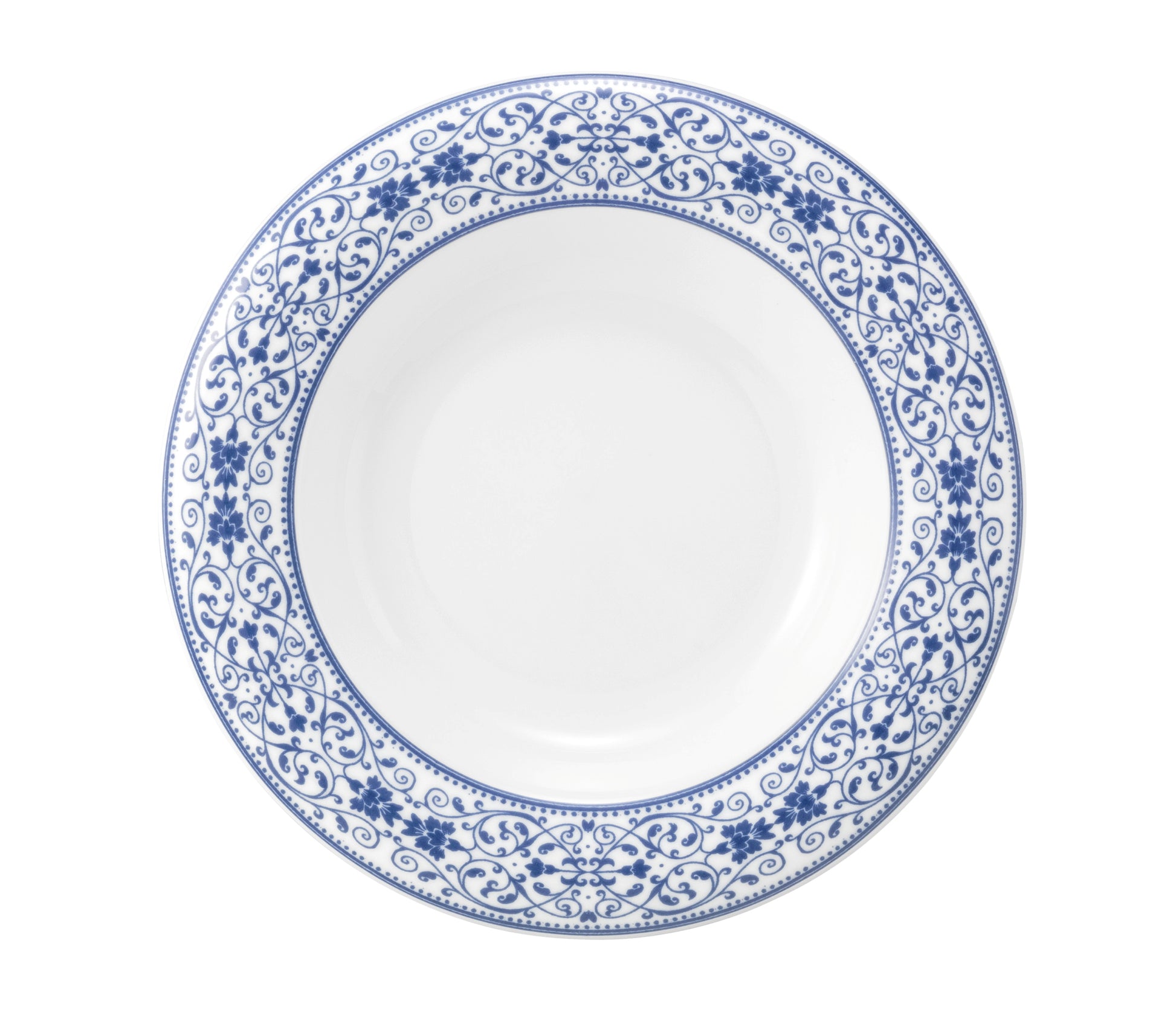 Tiefer Teller mit blauem Muster