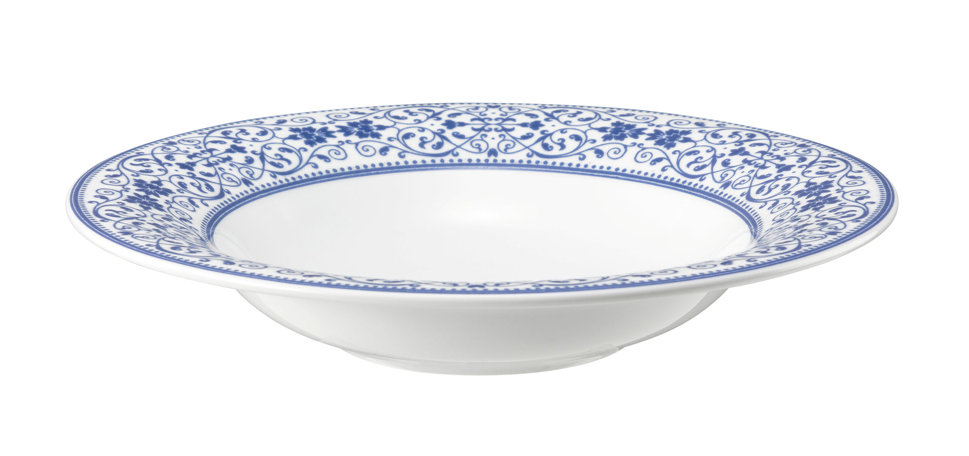 Tiefer Teller mit blauem Muster