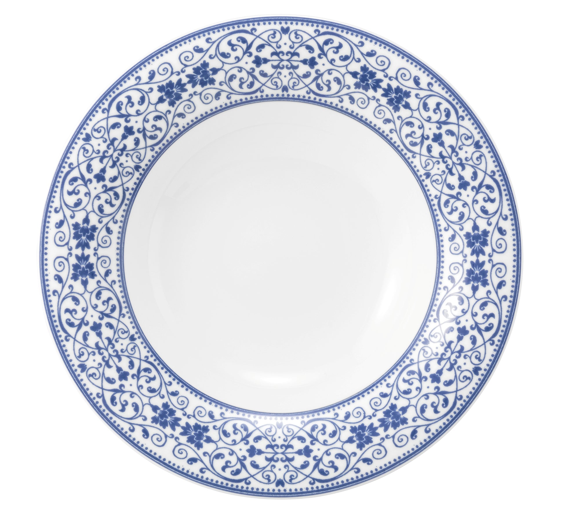 Tiefer Teller mit blauem Muster