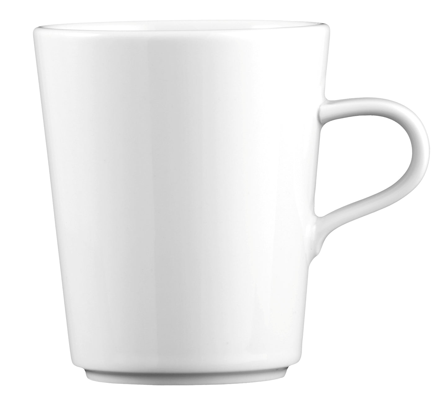 Weiße Tasse aus Porzellan, leer.