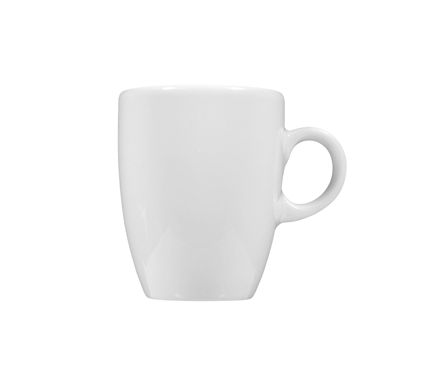 Weiße Kaffeetasse auf weißem Hintergrund