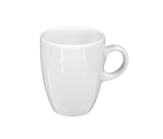 Weiße Kaffeetasse auf weißem Hintergrund