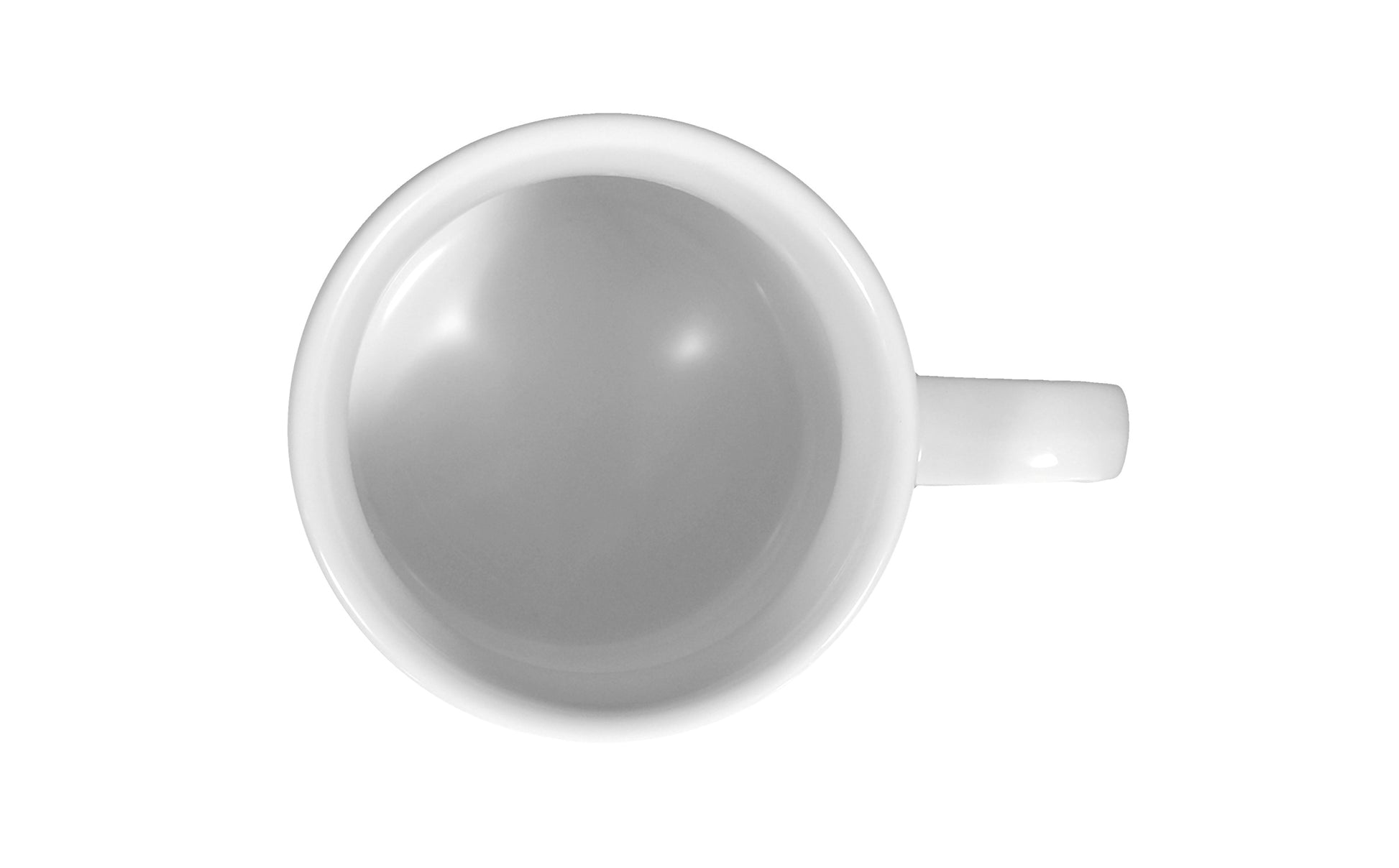 Weiße Tasse mit zwei Standfüßen.