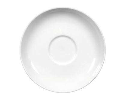 Weiße Porzellanschale, seitliche Ansicht.